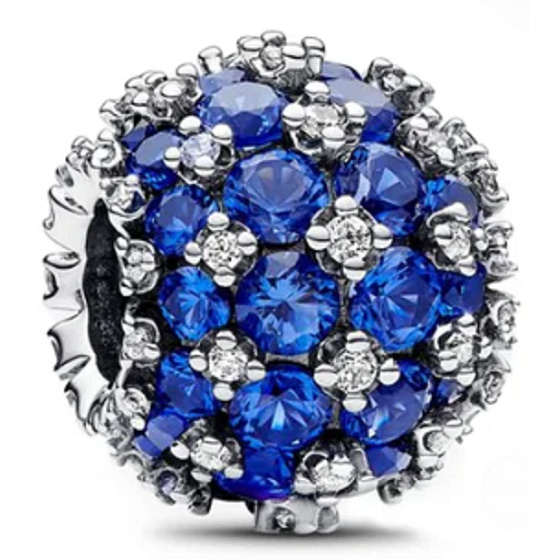 Charm Třpytivé kulaté modré kouzlo Pavé, korálek na náramek symbol