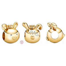 Charm Sterlingové stříbro 925 Králík, Zajíc je čtvrté zvíře ve 12letém cyklu čínského znamení zvěrokruhu, korálek na náramek