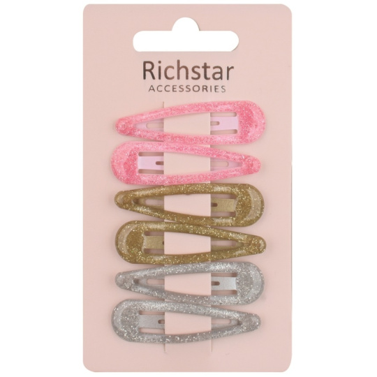 Richstar Accessories Csillogó hajcsatok 5 cm 6 darab Richstar Accessories Csillogó hajcsatok 5 cm 6 darab