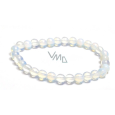 Opalit náramek elastický, syntetický kámen kulička 6 mm / 16 - 17 cm, kámen přání a naděje