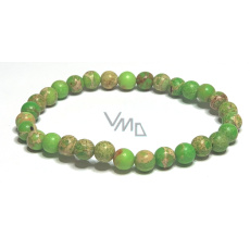 Jaspis / Regalit Imperiální mořský sediment zelený náramek elastický směsný minerál, kulička 6 mm / 16 - 17 cm Jaspis / Regalit Imperiální mořský sediment zelený náramek elastický směsný minerál, kulička 6 mm / 16 - 17 cm