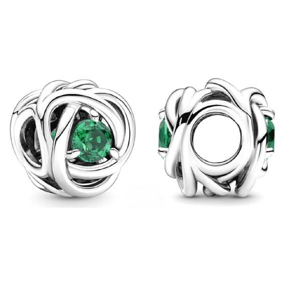 Charm Nekonečný kruh věčnosti květen, znamení zvěrokruhu, královsky zelený korálek na náramek