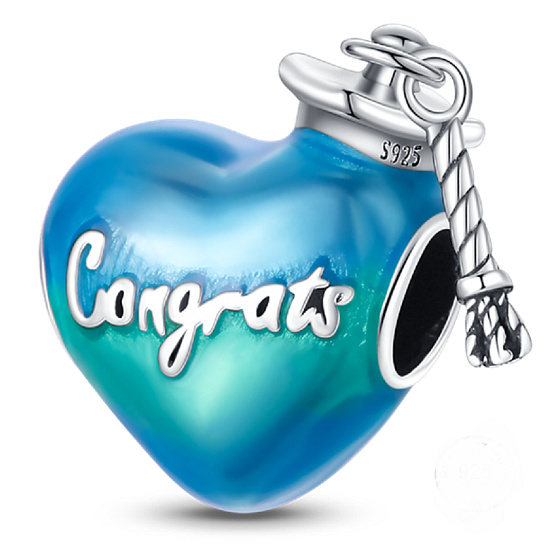 Charm Graduation - gratulace, Absolvent korálek srdce na náramek, gradace