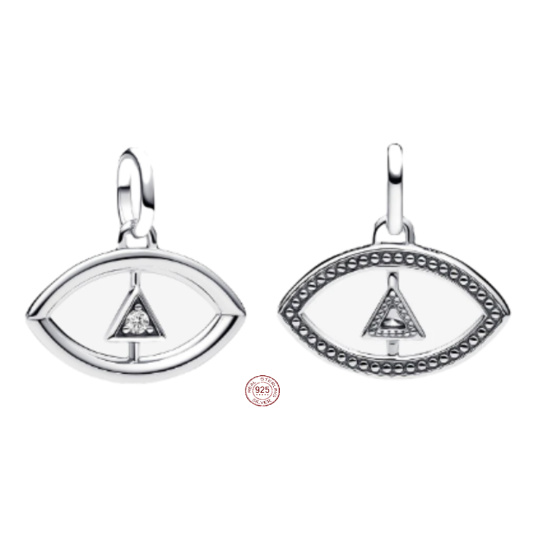 Charm Sterlingové stříbro 925 Mini medailon Amulet proti uhranutí symbol