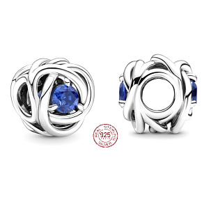 Charm Nekonečný kruh věčnosti září modrý, znamení zvěrokruhu, korálek na náramek