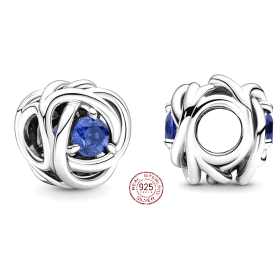 Charm Nekonečný kruh věčnosti září modrý, znamení zvěrokruhu, korálek na náramek