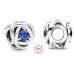 Charm Sterlingové stříbro 925 Nekonečný kruh věčnosti září modrý, znamení zvěrokruhu, korálek na náramek