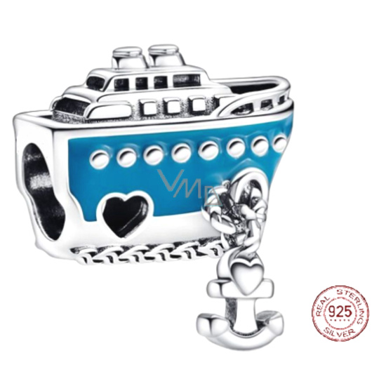 Charm Sterlingové stříbro 925 Kotvící výletní loď, korálek na náramek cestování Charm Sterlingové stříbro 925 Kotvící výletní loď, korálek na náramek cestování
