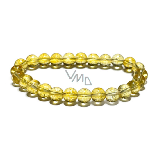 Citrín náramek elastický přírodní kámen, kulička 8 mm / 19 cm, kámen hojnosti, úspěchu