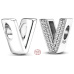 Charm Sterlingové stříbro 925 Abecední písmeno V, korálek na náramek