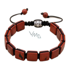 Jaspis červený náramek pletený přírodní kámen, rozměr 10 x 10 x 5 mm / 18,5 cm, posuvné zapínání, kámen úplné péče