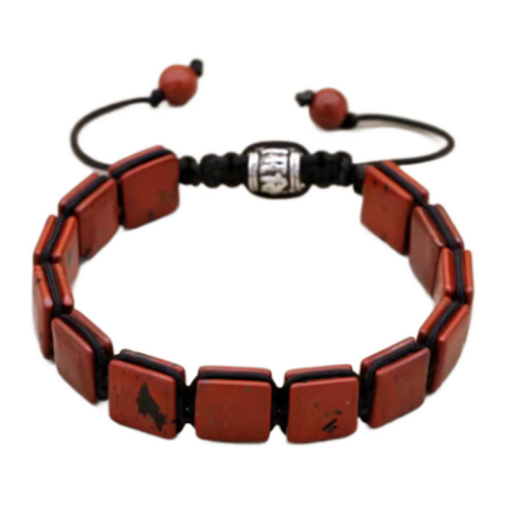 Pletený náramek z přírodního červeného jaspisu – rozměry kamenů 10 x 10 x 5 mm, délka 18,5 cm, posuvné zapínání, kámen úplné péče.