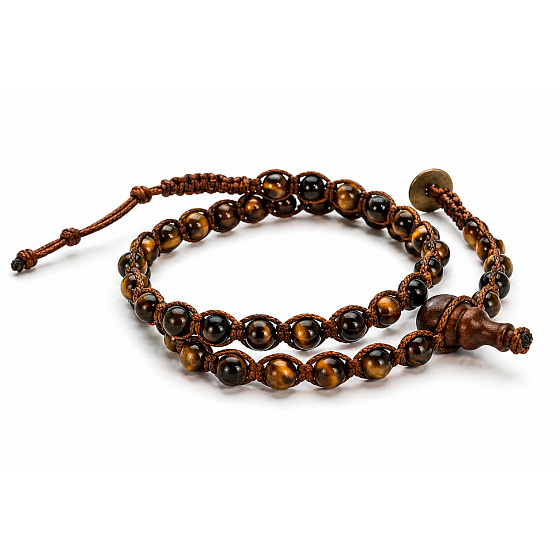 Tygří oko – buddhistický náramek se santalovým Buddha prvkem, korálky 6 mm, klid, ochrana a vnitřní jistota