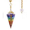 Orgonit amulet, Kyvadlo generátor energie 7 čaker, cca 4,2 x 1,9 cm, + řetízek 20 cm 1 kus