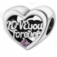 Charm Srdce a nápis navždy mami - forever Mom + zirkony, korálek na náramek rodina