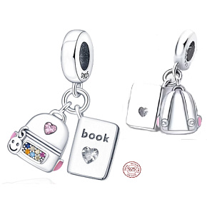 Charm Kniha, aktovka a smajlík, 2v1 přívěsek na náramek zájmy