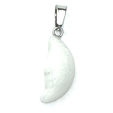 Achát bílý Měsíc přívěsek přírodní kámen, ručně broušená figurka 2,2 x 10 mm, poskytuje klid a mír