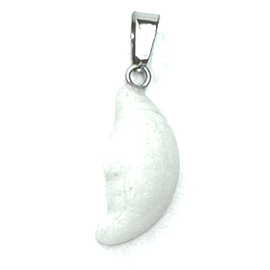 Achát bílý Měsíc přívěsek přírodní kámen, ručně broušená figurka 2,2 x 10 mm, poskytuje klid a mír Achát bílý Měsíc přívěsek přírodní kámen, ručně broušená figurka 2,2 x 10 mm, poskytuje klid a mír