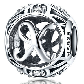 Charm Kouzelná abeceda písmeno X + zirkony, korálek na náramek Charm Kouzelná abeceda písmeno X + zirkony, korálek na náramek