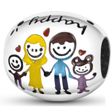 Charm Šťastná rodina = táta, máma a my, korálek na náramek rodina