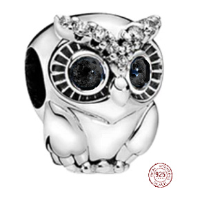 Charm Moudrá sova, korálek na náramek zvíře