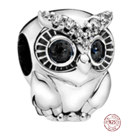 Charm Moudrá sova, korálek na náramek zvíře