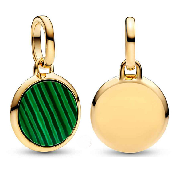 Charm Mini medailon - Malachit imitace, přívěsek na náramek symbol