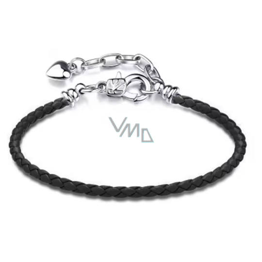 Černý kožený náramek 19 cm – kovové zapínání Černý kožený náramek 19 cm – kovové zapínání