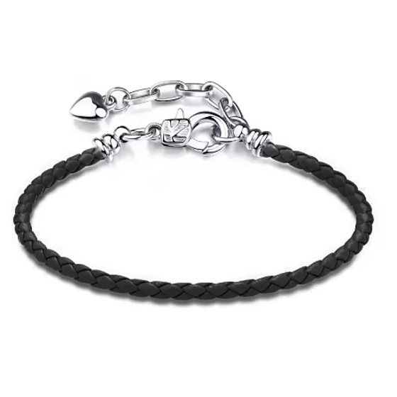 Černý kožený náramek 19 cm – kovové zapínání