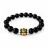 Obsidiánový náramek elastický + modré oko, přírodní kámen, kulička 10 mm / 16 - 17cm | Talisman ochrany a vnitřní síly