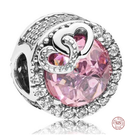 Charm Sterlingové stříbro 925 Zářivé srdce, korálek na náramek láska