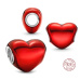 Charm Sterlingové stříbro 925 Metalické červené srdce, korálek na náramek láska