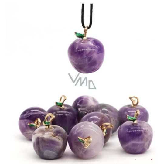 Ametyst Jablko poznání přívěsek, přírodní kámen 2,7 x 15 mm, ručně vyřezávaný kámen králů a biskupů