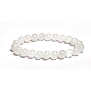 Křemen bílý náramek elastický přírodní kámen, kulička 8 mm / 16 - 17 cm, nejdokonalejší léčitel