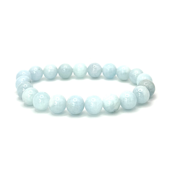 Akvamarín náramek elastický přírodní kámen, kulička 9 mm / 16 - 17 cm, AAA kámen námořníků, léčivá síla oceánu