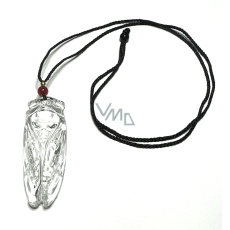 Křišťál cikáda přívěsek přírodní kámen, ručně vyřezávaný 53 x 18 x 13 mm, kámen kamenů