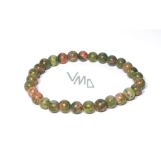 Unakit náramek elastický přírodní kámen, kulička 6 mm / 16 - 17 cm, kámen osobního růstu a vizí