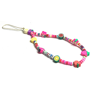 Přívěsek na mobilní telefon proti ztrátě, korálky, ovoce, love, obvod 26,5 cm