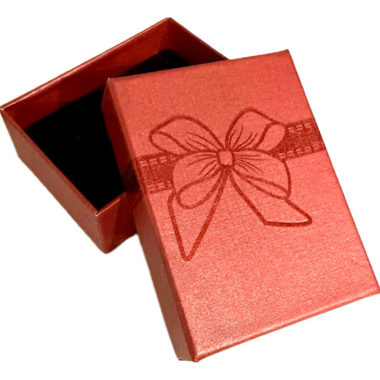 Krabička karton s houbičkou na šperky potisk mašle červená 6,5 x 8,5 cm
