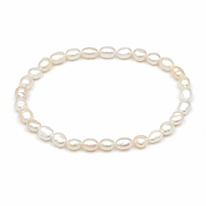 Perla bílá sladkovodní náramek elastický přírodní, perly 5–6 mm / 19 cm, symbol ženskosti, elegance a lásky