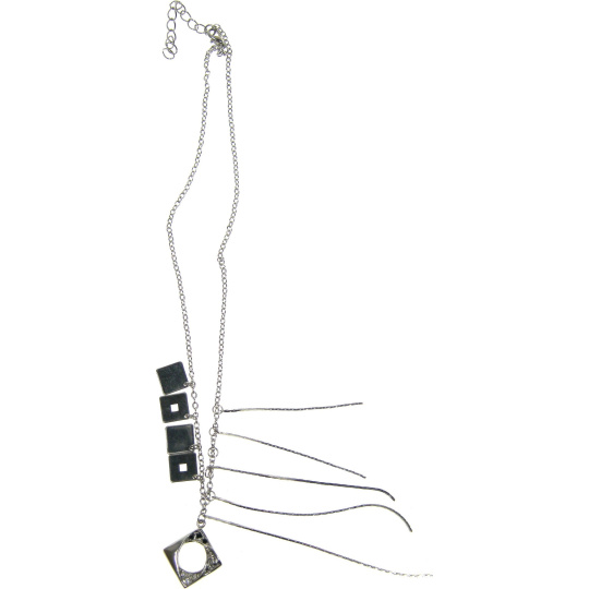 Náhrdelník stříbrný s třásněmi a přívěšky 41 cm