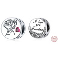 Charm Sterlingové stříbro 925 Babička Láska, korálek na náramek, rodina