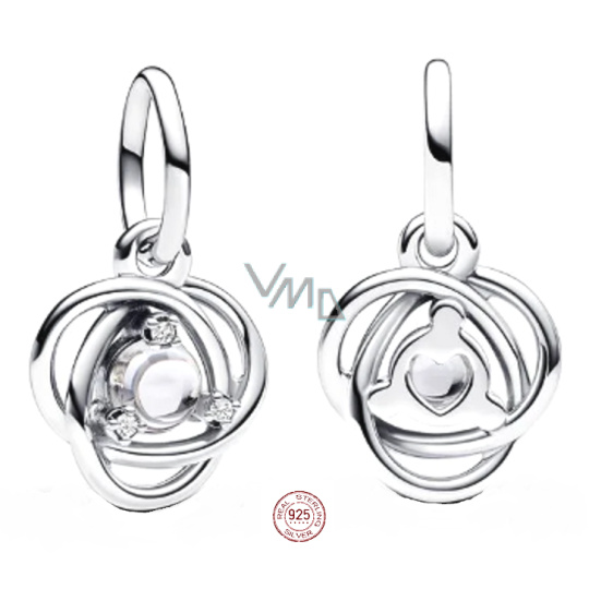 Charm Sterlingové stříbro 925 Čirý zirkon kruh věčnosti duben, přívěsek na náramek symbol