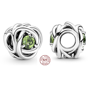 Charm Nekonečný kruh věčnosti srpen, znamení zvěrokruhu, jasně zelený znamení zvěrokruhu korálek na náramek