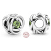 Charm Sterlingové stříbro 925 Nekonečný kruh věčnosti srpen, znamení zvěrokruhu, jasně zelený znamení zvěrokruhu korálek na náramek