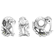 Charm Nový Zéland symboly - Kiwi a kapradiny, korálek na náramek cestování