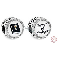 Charm Sterlingové stříbro 925 Náboženská kouzla síla modlitby, korálek na náramek