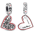 Charm Keith Haring srdce Umění linek, lidé a srdce, přívěsek na náramek