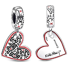 Charm Keith Haring srdce Umění linek, lidé a srdce, přívěsek na náramek Charm Keith Haring srdce Umění linek, lidé a srdce, přívěsek na náramek