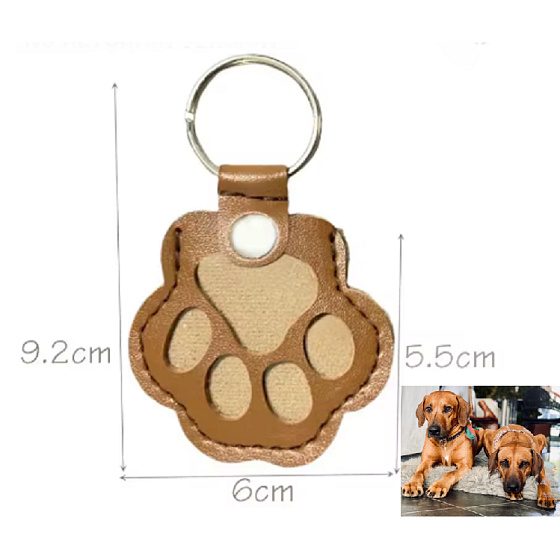 Klíčenka Tlapka – památka na vašeho mazlíčka, kterou máte stále u sebe, koženková, hnědá